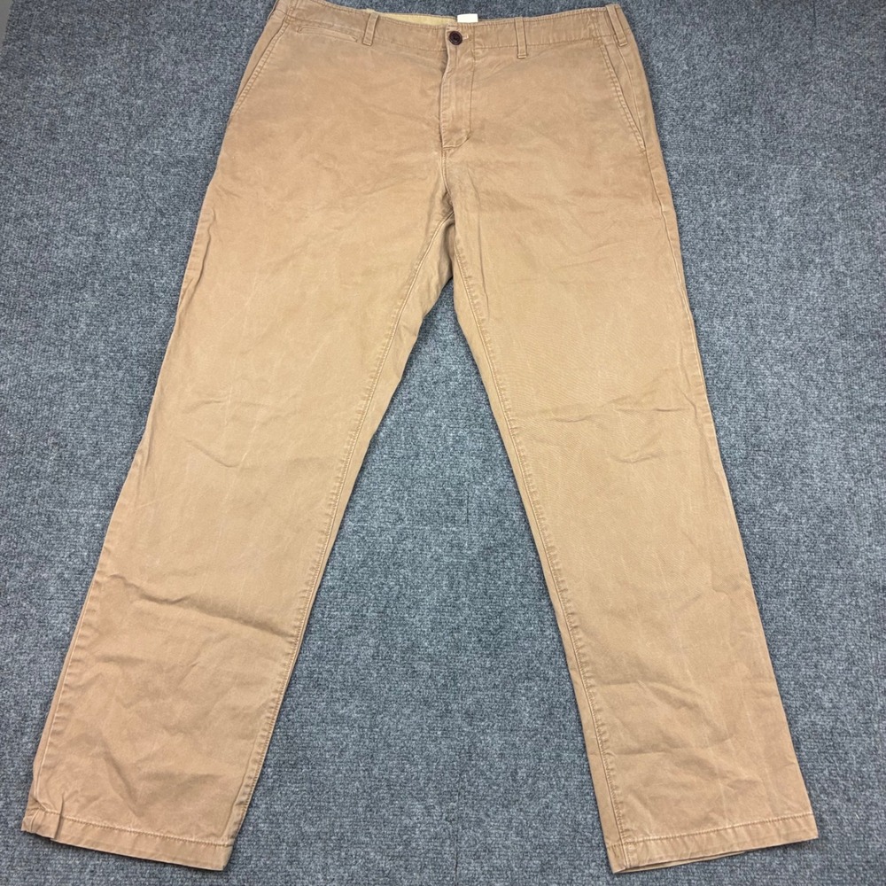 Gap The Lived-In Straight Chino Pants Mens Size 36x32 Khaki Tan Cotton Twill